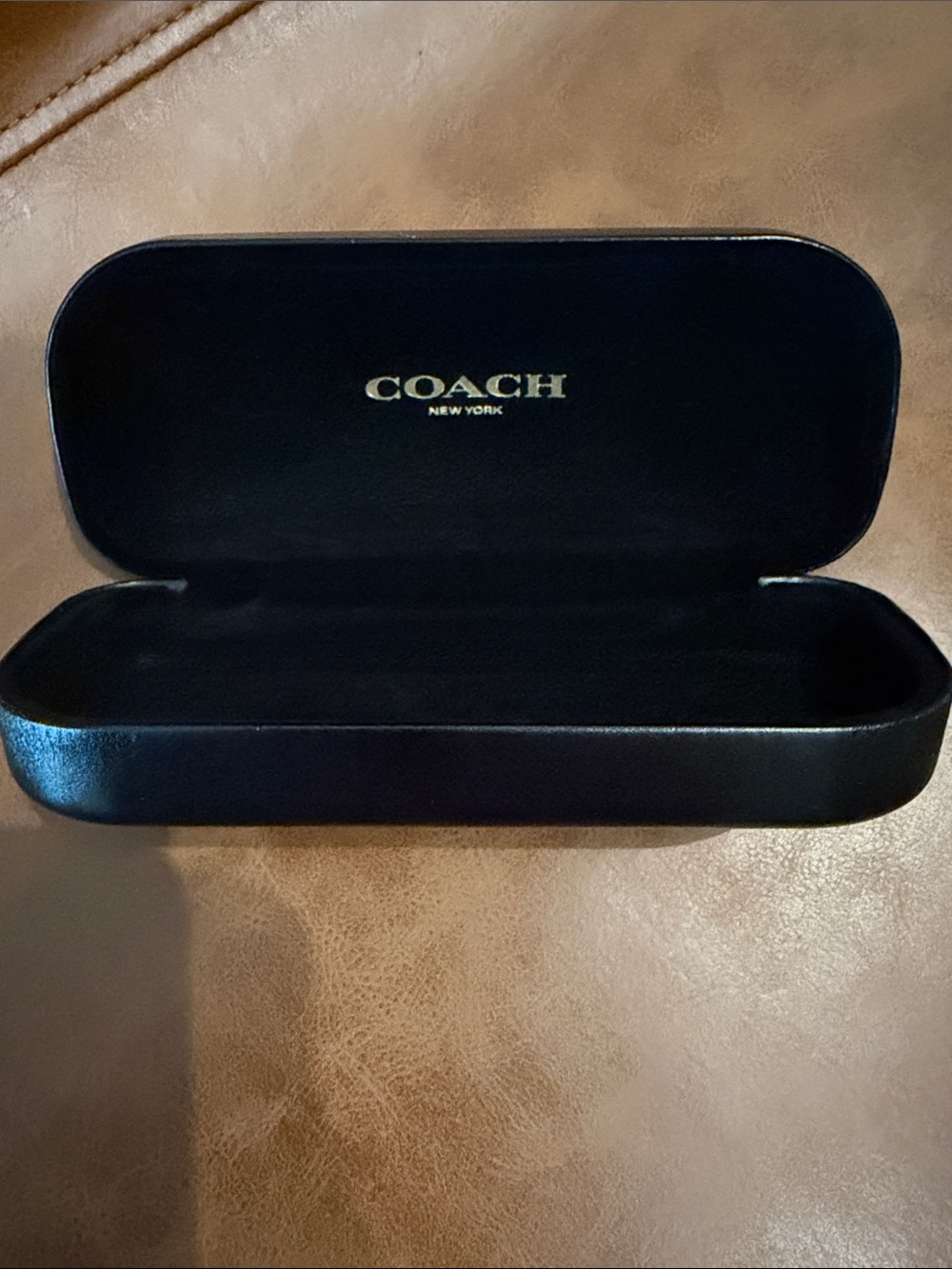 Coach Black Eyewear Holder with Gold Logo Inside